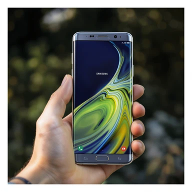 Realistic Samsung S25 Ultra smartphone, slight perspective, screen on sticker