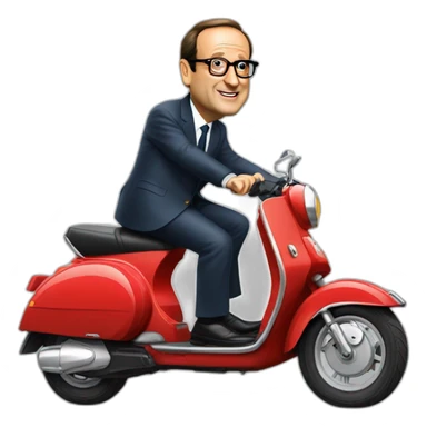 François Hollande sur un scooter sticker