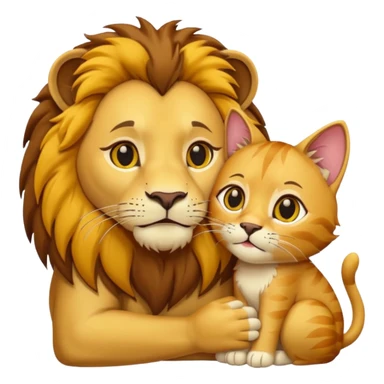 Animal Gato acariciando las orejas de un leon sticker