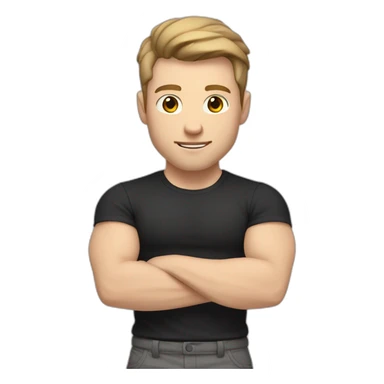 Pale skinned Fit Man With the biceps and brown hair in black shirt and gray shorts sticker