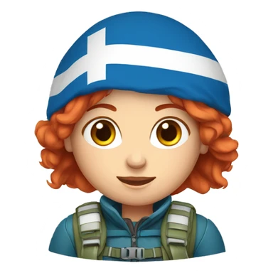 a red hair female on everest with greek flag sticker