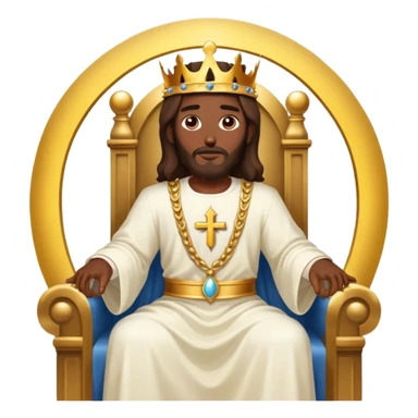 Dark skin Jesus on his heavenly Throne with just a Gold crown no jewelry  sticker