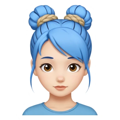 a girl with blue one bun hair sticker