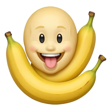 a classic smiley face that holding a banana. Half of the banana is in his mouth and he suck it with his tongue sticker