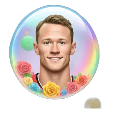 Jonathan Toews inside a rainbow bubble with pastel roses sticker