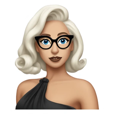 Lady gaga blue eyes black glasses classy updo  sticker