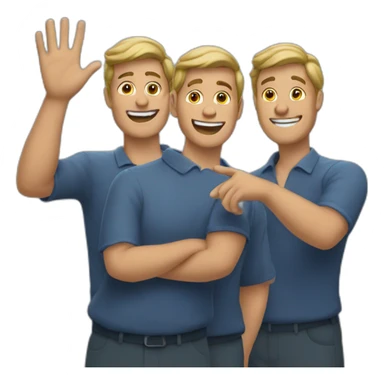 three mens waving sticker