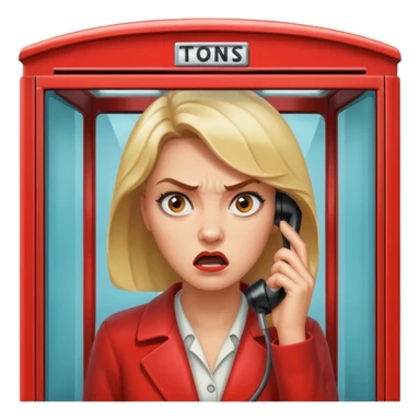 Telephone booth with angry woman inside sticker
