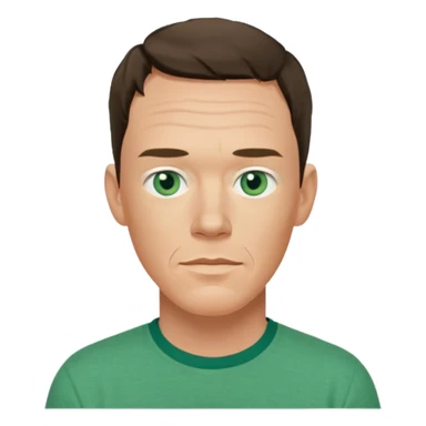 Matthew Lillard with blue eyes, green shirt sticker