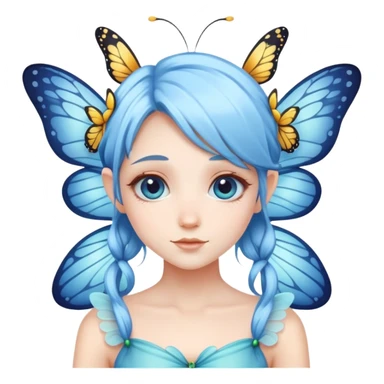 A light blue hair fairy with butterfly’s  sticker