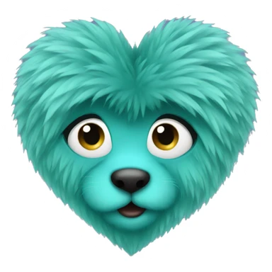 Teal fur heart sticker