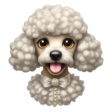creepy poodle in fancy outfit staring  sticker