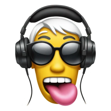 emoji tongue out with headphones and dj set sticker