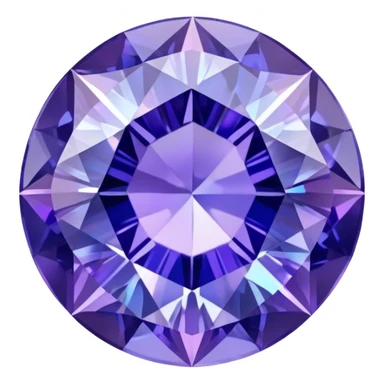 Round cut tanzanite gemstone with holographic blue-purple color shift and brilliant facets sticker