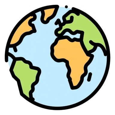 Earth globe icon with continents sticker