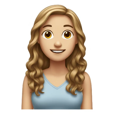 White girl with long hair brown smiling sticker