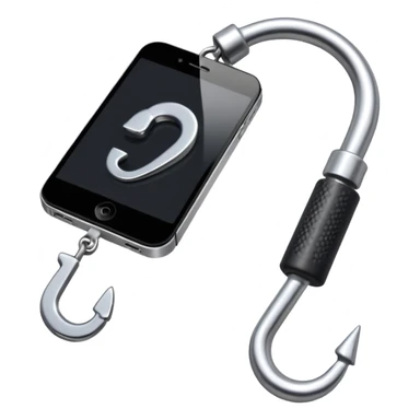 phishing, a new iphone and a hook in front of it sticker