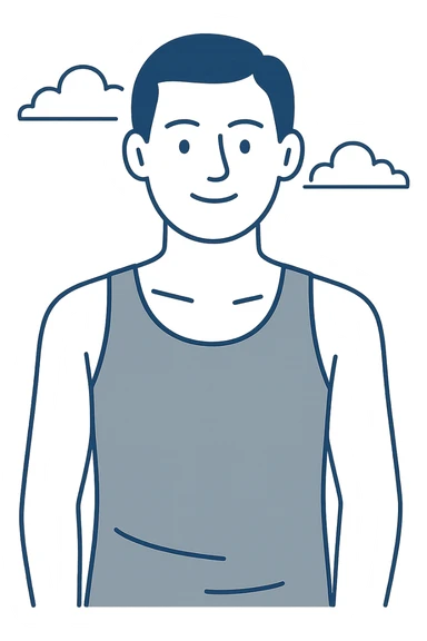 grey tank top, minimal shading, flat style sticker