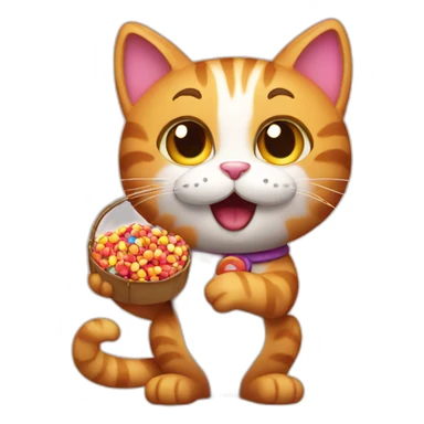 Cat handing out candy sticker