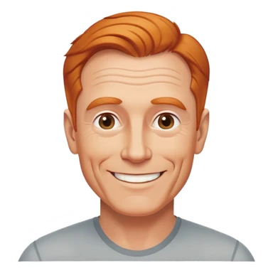 smiling older white man, fit physique, receding ginger hair, approachable look sticker