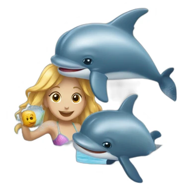 Nager avec des dauphins sticker