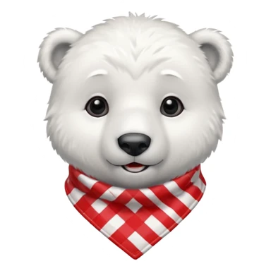 baby polar bear wearing a red and white checkered Neckerchief sticker