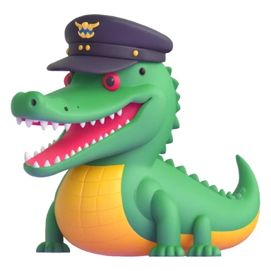 crocodile with pilot hat sticker