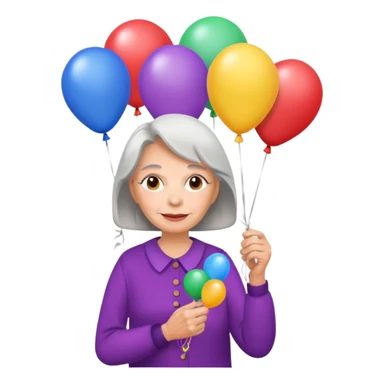 balloons holder older woman sticker