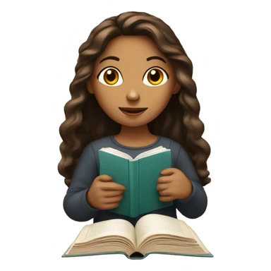 A girl with a book and coffee sticker