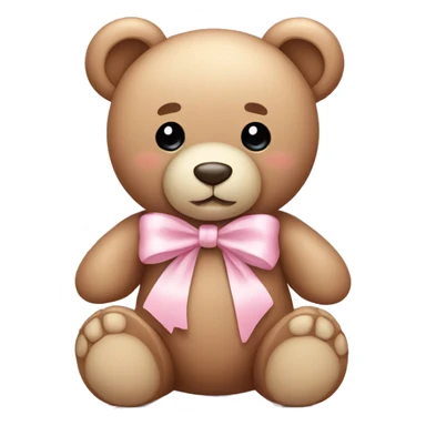 teddy bear with light baby pink bow  sticker