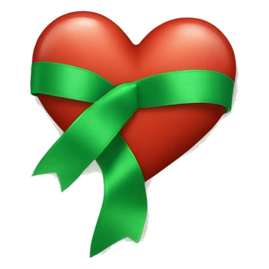 Read heart with green ribbon on top on the RED HEART sticker