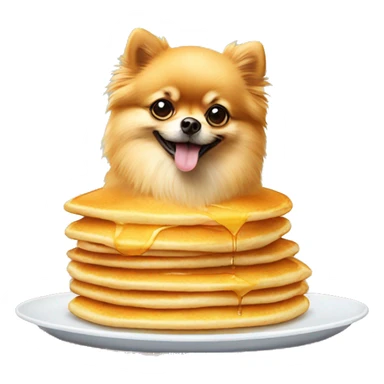 pomeranian sitting on pancakes sticker