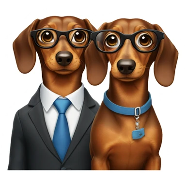 Two girl dachshunds in suits with glasses sticker
