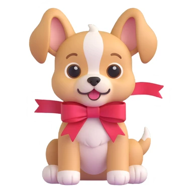 cute puppy with a ribbon sticker