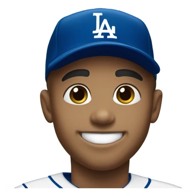 smiling boy in Dodger uniform  sticker