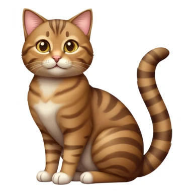 cinematic-[brown tabby cat]-realistic-full-body-sitting-emoji,-tail-curled-playfully-around-its-paws,-head-tilted-dramatically,-sleek-[tabby]-fur,-simplified-yet-realistic-adorable-features,-highly-detailed,-glowing-with-an-almost-sarcastic-glow sticker