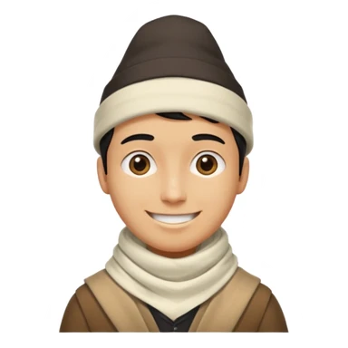 A guy with a triangle body with no arms and legs then his head is a perfect circle and his head is also black then give him a hat that doesn’t go behind his head, and last but not least give him a white scarf, NO BLACK THE COLOR FOR HIS HEAD sticker