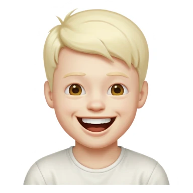 young albino emoji boy laughing out loud with white top sticker