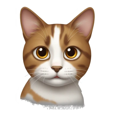 Brown and white cat with brown patch on lip sticker