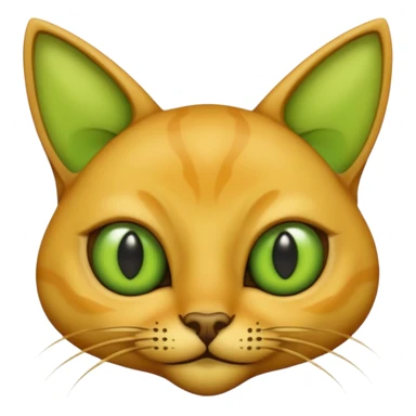 furless smooth dark yellow alien cat face with green ailen eyes sticker
