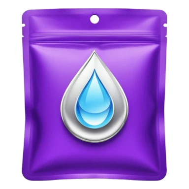compact high-end purple supplement pouch with shiny silver highlights and simple droplet logo, VELOVITA RESERVE antioxidant product, contemporary premium look sticker