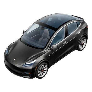 A Tesla Model Y parallel parking in front of a store, from above sticker