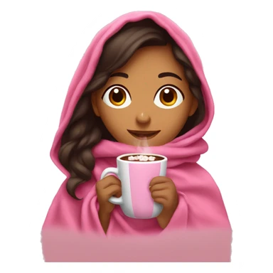 hispanic girl sipping hot cocoa in a pink blanket sticker
