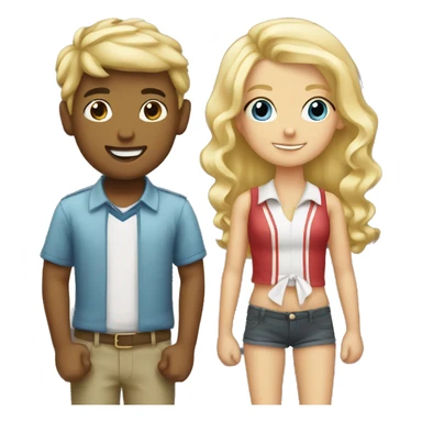 Blonde boy holding bands with blonde girl with hair bow  sticker