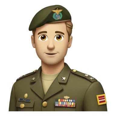 Caucasian man with brown hair in military uniform sticker