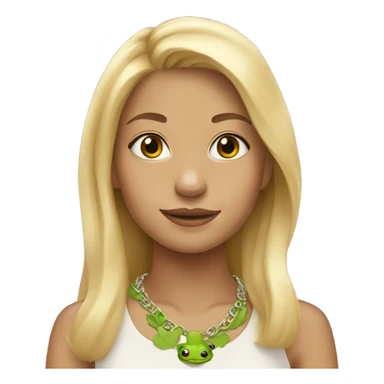 Blonde girl wearing frog necklace sticker