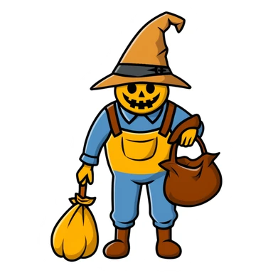 scarecrow man with sack on head full body sticker