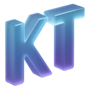 the letters KT with a fancy colorful gradient for the color with blue and purple, make it flat sticker