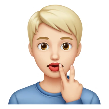 Lip biting finger  sticker