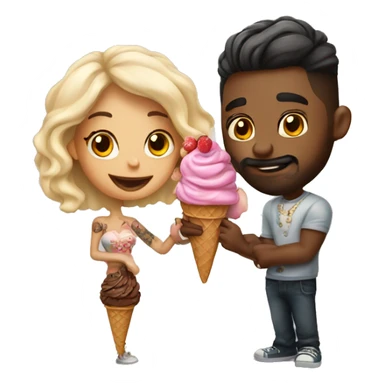 Romantic ice cream date for beautiful tattooed couple sticker